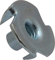 Value Collection - #10-24 Zinc-Plated Steel Standard Tee Nut - 5/16" Barrel Length, 3/4" Flange Diam, 3 Prongs - Exact Tool & Supply