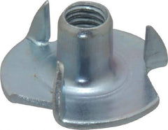 Value Collection - #10-32 Zinc-Plated Steel Standard Tee Nut - 5/16" Barrel Length, 3/4" Flange Diam, 3 Prongs - Exact Tool & Supply