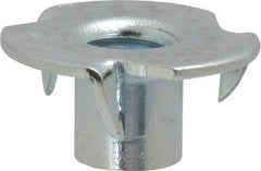 Value Collection - 5/16-18 Zinc-Plated Steel Standard Tee Nut - 3/8" Barrel Length, 7/8" Flange Diam, 3 Prongs - Exact Tool & Supply