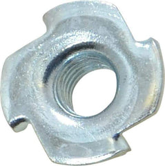 Value Collection - 3/8-16 Zinc-Plated Steel Standard Tee Nut - 7/16" Barrel Length, 1" Flange Diam, 3 Prongs - Exact Tool & Supply