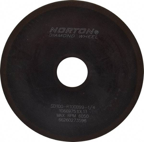 Norton - 6" Diam x 1-1/4" Hole x 1/16" Thick, 100 Grit Surface Grinding Wheel - Diamond, Type 1A1, Fine Grade, Resinoid Bond - Exact Tool & Supply