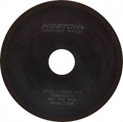 Norton - 6" Diam x 1-1/4" Hole x 1/16" Thick, 100 Grit Surface Grinding Wheel - Diamond, Type 1A1, Fine Grade, Resinoid Bond - Exact Tool & Supply