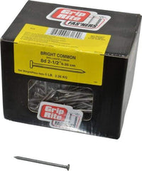 Value Collection - 8D, 10 Gauge, 2-1/2" OAL Common Nails - Ring Shank, Grade 2 Steel, Bright Finish - Exact Tool & Supply