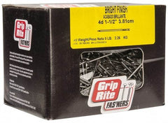 Value Collection - 4D, 15 Gauge, 1-1/2" OAL Finishing Nails - Smooth Shank, Grade 2 Steel, Bright Finish - Exact Tool & Supply