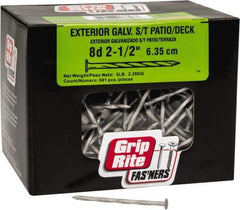 Value Collection - 8D, 11 Gauge, 2-1/2" OAL Decking Nails - Fluted Shank, Grade 2 Steel, Uncoated - Exact Tool & Supply