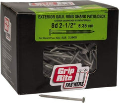 Value Collection - 8D, 11 Gauge, 2-1/2" OAL Decking Nails - Ring Shank, Grade 2 Steel, Galvanized Finish - Exact Tool & Supply