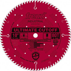 Freud - 10" Diam, 5/8" Arbor Hole Diam, 80 Tooth Wet & Dry Cut Saw Blade - Carbide-Tipped, Standard Round Arbor - Exact Tool & Supply