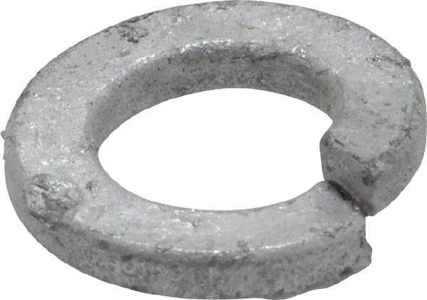 Value Collection - 3/8", 0.382" ID, 0.094" Thick Split Lock Washer - Steel, Hot Dipped Galvanized Finish, 0.382" Min ID, 0.385" Max ID, 0.68" Min OD, 0.683" Max OD - Exact Tool & Supply
