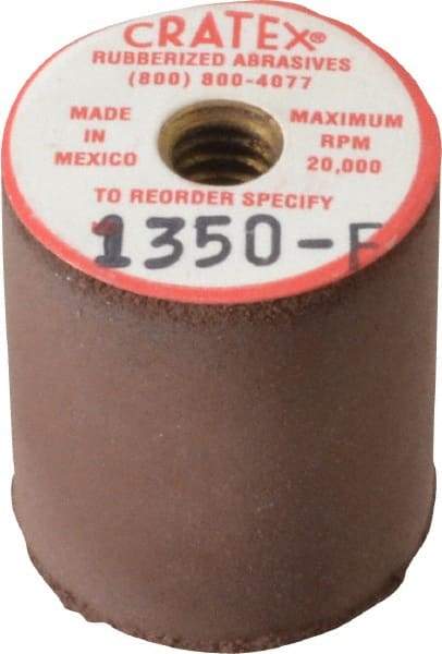 Cratex - 7/8" Max Diam x 1" Long, Cylinder, Rubberized Point - Fine Grade, Silicon Carbide, 1/4" Arbor Hole, Unmounted - Exact Tool & Supply