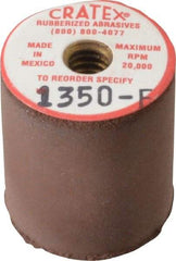 Cratex - 7/8" Max Diam x 1" Long, Cylinder, Rubberized Point - Fine Grade, Silicon Carbide, 1/4" Arbor Hole, Unmounted - Exact Tool & Supply
