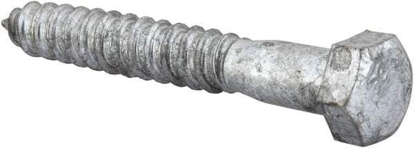 Value Collection - 1/2" Screw, 3-1/2" Length Under Head, Steel, Hex Head Lag Screw - Hot Dipped Galvanized, AISI 1006, ASME B18.2.1 Fastner, Grade 1006-1022 - Exact Tool & Supply