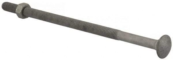 Value Collection - 3/8-16 UNC 8" Length Under Head, Standard Square Neck, Carriage Bolt - 1006-1050 Steel, Galvanized Zinc-Plated Finish - Exact Tool & Supply