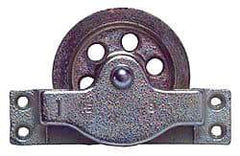 Value Collection - Single Open Side Mount Guidance Pulley - Sheave, 3-1/4 Inch Outside Diameter, Wire Rope, 1/4 Inch Diameter, 0.209 Inch to 0.22 Inch Mounting Hole Diameter Iron, Galvanized Finish - Exact Tool & Supply