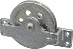 Value Collection - Single Open Side Mount Guidance Pulley - Sheave, 2-1/2 Inch Outside Diameter, Wire Rope, 3/16 Inch Diameter, 0.144 Inch to 0.155 Inch Mounting Hole Diameter Iron, Galvanized Finish - Exact Tool & Supply