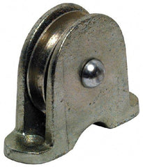 Value Collection - Single Closed Upright Mount Guidance Pulley - Sheave, 2 Inch Outside Diameter, Wire Rope, 1/4 Inch Diameter, 0.209 Inch to 0.22 Inch Mounting Hole Diameter Iron, Galvanized Finish - Exact Tool & Supply