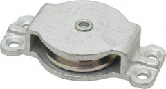 Value Collection - Single Closed Side Mount Guidance Pulley - Sheave, 2 Inch Outside Diameter, Wire Rope, 1/4 Inch Diameter, 0.209 Inch to 0.22 Inch Mounting Hole Diameter Iron, Galvanized Finish - Exact Tool & Supply