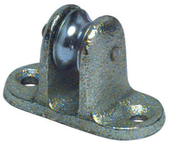 Value Collection - Single Upright Mount Guidance Pulley - Sheave, 11/16 Inch Outside Diameter, Fibrous Rope, 1/4 Inch Diameter, 0.144 Inch to 0.155 Inch Mounting Hole Diameter Malleable Iron, Galvanized Finish - Exact Tool & Supply