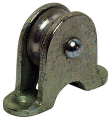 Value Collection - Single Open Upright Mount Guidance Pulley - Sheave, 2 Inch Outside Diameter, Fibrous Rope, 1/2 Inch Diameter, 0.209 Inch to 0.22 Inch Mounting Hole Diameter Malleable Iron, Galvanized Finish - Exact Tool & Supply