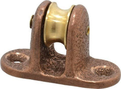 Value Collection - Single Upright Mount Guidance Pulley - Sheave, 11/16 Inch Outside Diameter, Fibrous Rope, 1/4 Inch Diameter, 0.144 Inch to 0.155 Inch Mounting Hole Diameter Bronze, Finish - Exact Tool & Supply