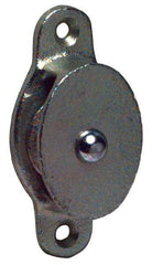 Value Collection - Single Side Side Mount Guidance Pulley - Sheave, 1-3/8 Inch Outside Diameter, Fibrous Rope, 5/16 Inch Diameter, 0.183 Inch to 0.194 Inch Mounting Hole Diameter Malleable Iron, Galvanized Finish - Exact Tool & Supply