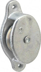 Value Collection - Single Side Side Mount Guidance Pulley - Sheave, 1-1/2 Inch Outside Diameter, Fibrous Rope, 3/8 Inch Diameter, 0.183 Inch to 0.194 Inch Mounting Hole Diameter Malleable Iron, Galvanized Finish - Exact Tool & Supply