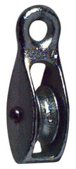 Value Collection - Rigid Eye Single Sheave Pulley - Sheave, 1-3/4 Inch Outside Diameter, Fibrous Rope, 7/16 Inch Diameter, Malleable Iron, Galvanized Finish - Exact Tool & Supply