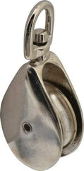 Value Collection - Swivel Eye Single Sheave Pulley - Sheave, 2 Inch Outside Diameter, Fibrous Rope, 7/16 Inch Diameter, Gray Iron, Zinc Plated Finish - Exact Tool & Supply