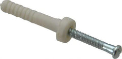 Value Collection - 3/16" Diam, 3/16" Drill, 1" OAL, 2" Min Embedment Hammer Drive Concrete Anchor - Nylon, Zinc-Plated Finish, Round Head - Exact Tool & Supply