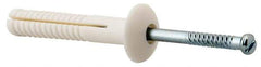 Value Collection - 1/4" Diam, 1/4" Drill, 1-1/2" OAL, 2-1/2" Min Embedment Hammer Drive Concrete Anchor - Nylon, Zinc-Plated Finish, Mushroom Head - Exact Tool & Supply
