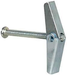 Value Collection - 3/16" Screw, 3/16" Diam, 2" Long, Toggle Bolt Drywall & Hollow Wall Anchor - 3/16" Drill, Zinc Plated, Steel, Use in Concrete, & Masonry, Hollow Tile, Plaster & Wallboard - Exact Tool & Supply