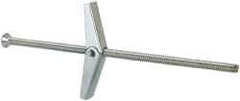 Value Collection - 1/8" Screw, 1/8" Diam, 4" Long, Toggle Bolt Drywall & Hollow Wall Anchor - 1/8" Drill, Zinc Plated, Steel, Use in Concrete, & Masonry, Hollow Tile, Plaster & Wallboard - Exact Tool & Supply