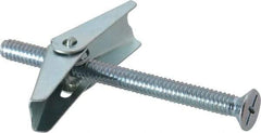 Value Collection - 1/4" Screw, 1/4" Diam, 3" Long, Toggle Bolt Drywall & Hollow Wall Anchor - 1/4" Drill, Zinc Plated, Steel, Use in Concrete, & Masonry, Hollow Tile, Plaster & Wallboard - Exact Tool & Supply