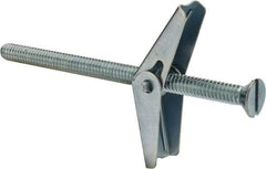 Value Collection - 1/4" Screw, 1/4" Diam, 4" Long, Toggle Bolt Drywall & Hollow Wall Anchor - 1/4" Drill, Zinc Plated, Steel, Use in Concrete, & Masonry, Hollow Tile, Plaster & Wallboard - Exact Tool & Supply