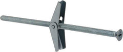 Value Collection - 1/4" Screw, 1/4" Diam, 6" Long, Toggle Bolt Drywall & Hollow Wall Anchor - 1/4" Drill, Zinc Plated, Steel, Use in Concrete, & Masonry, Hollow Tile, Plaster & Wallboard - Exact Tool & Supply