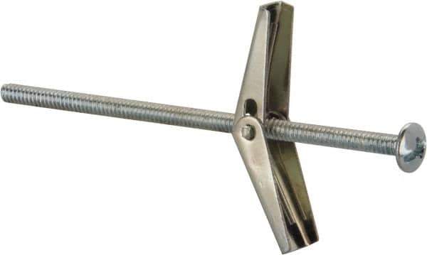 Value Collection - 1/8" Screw, 1/8" Diam, 3" Long, Toggle Bolt Drywall & Hollow Wall Anchor - 1/8" Drill, Zinc Plated, Steel, Use in Concrete, & Masonry, Hollow Tile, Plaster & Wallboard - Exact Tool & Supply