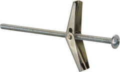 Value Collection - 1/8" Screw, 1/8" Diam, 3" Long, Toggle Bolt Drywall & Hollow Wall Anchor - 1/8" Drill, Zinc Plated, Steel, Use in Concrete, & Masonry, Hollow Tile, Plaster & Wallboard - Exact Tool & Supply