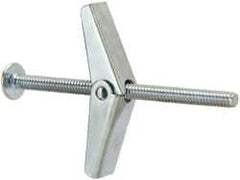 Value Collection - 3/16" Screw, 3/16" Diam, 3" Long, Toggle Bolt Drywall & Hollow Wall Anchor - 3/16" Drill, Zinc Plated, Steel, Use in Concrete, & Masonry, Hollow Tile, Plaster & Wallboard - Exact Tool & Supply