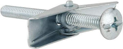 Value Collection - 1/4" Screw, 1/4" Diam, 3" Long, Toggle Bolt Drywall & Hollow Wall Anchor - 1/4" Drill, Zinc Plated, Steel, Use in Concrete, & Masonry, Hollow Tile, Plaster & Wallboard - Exact Tool & Supply