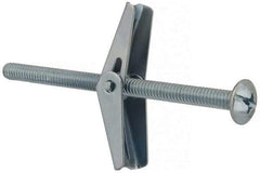 Value Collection - 1/4" Screw, 1/4" Diam, 4" Long, Toggle Bolt Drywall & Hollow Wall Anchor - 1/4" Drill, Zinc Plated, Steel, Use in Concrete, & Masonry, Hollow Tile, Plaster & Wallboard - Exact Tool & Supply