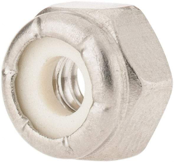 Value Collection - #10-24 UNC 18-8 Hex Lock Nut with Nylon Insert - 3/8" Width Across Flats, 1/4" High - Exact Tool & Supply