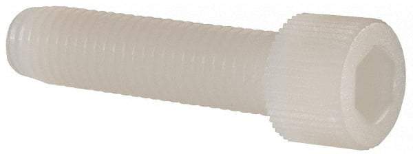 Made in USA - 1/4-28 UNF Hex Socket Drive, Socket Cap Screw - Grade 6/6 Nylon, Uncoated, Fully Threaded, 1" Length Under Head - Exact Tool & Supply