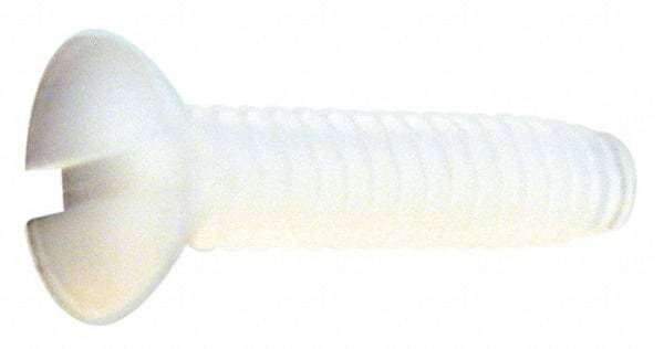 Made in USA - #4-40 UNC, 3/4" OAL Slotted Drive Machine Screw - Flat Head, Grade 6/6 Nylon, Uncoated, Without Washer - Exact Tool & Supply