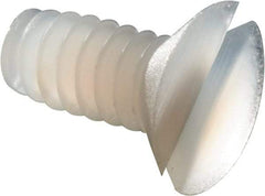 Made in USA - #4-40 UNC, 1/4" OAL Slotted Drive Machine Screw - Flat Head, Grade 6/6 Nylon, Uncoated, Without Washer - Exact Tool & Supply