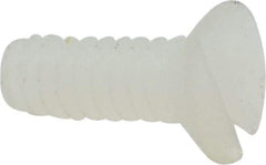 Made in USA - #4-40 UNC, 5/16" OAL Slotted Drive Machine Screw - Flat Head, Grade 6/6 Nylon, Uncoated, Without Washer - Exact Tool & Supply