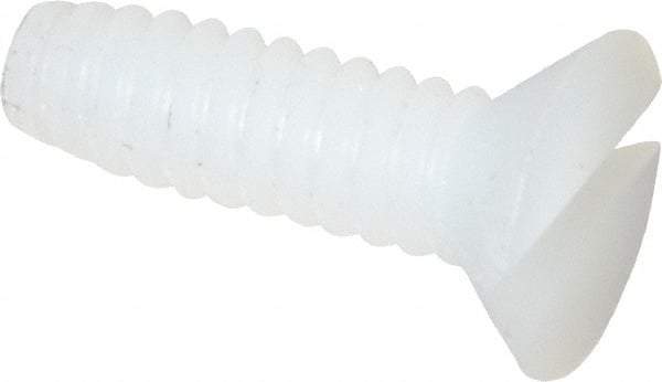 Made in USA - #4-40 UNC, 3/8" OAL Slotted Drive Machine Screw - Flat Head, Grade 6/6 Nylon, Uncoated, Without Washer - Exact Tool & Supply
