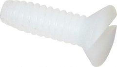 Made in USA - #4-40 UNC, 3/8" OAL Slotted Drive Machine Screw - Flat Head, Grade 6/6 Nylon, Uncoated, Without Washer - Exact Tool & Supply