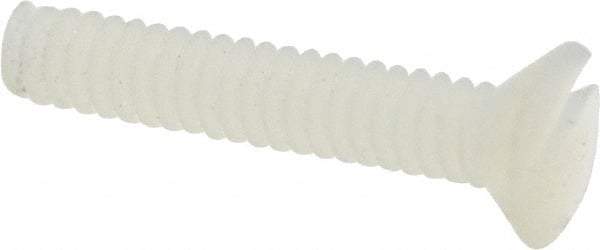 Made in USA - #4-40 UNC, 5/8" OAL Slotted Drive Machine Screw - Flat Head, Grade 6/6 Nylon, Uncoated, Without Washer - Exact Tool & Supply
