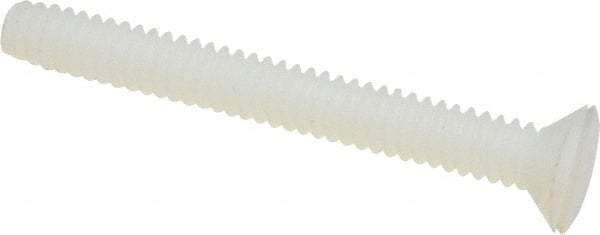 Made in USA - #4-40 UNC, 1" OAL Slotted Drive Machine Screw - Flat Head, Grade 6/6 Nylon, Uncoated, Without Washer - Exact Tool & Supply