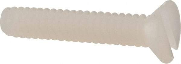 Made in USA - #6-32 UNC, 3/4" OAL Slotted Drive Machine Screw - Flat Head, Grade 6/6 Nylon, Uncoated, Without Washer - Exact Tool & Supply