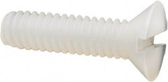 Made in USA - #8-32 UNC, 5/8" OAL Slotted Drive Machine Screw - Flat Head, Grade 6/6 Nylon, Uncoated, Without Washer - Exact Tool & Supply